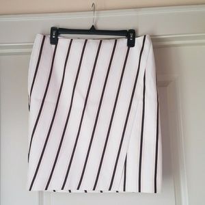 WHBM Asymmetrical Vertical Striped Pencil Skirt